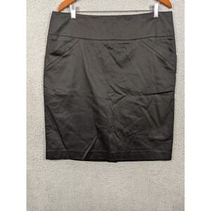Linea Donna Pencil Skirt Womens 16 Black Cotton Stretch Back Zip Workwear Career